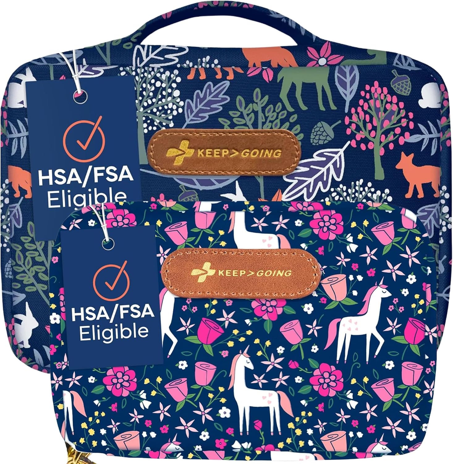 Keep Going Travel First Aid Kit Bundle of 2 Kits, First Aid Kit for Car, Home, Dorm, & Boat with Latex-Free Bandages – Travel Kit Bundle for Families