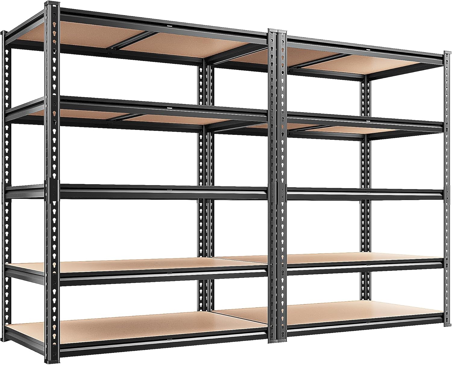 REIBII 2400LBS Garage Shelving 5 Tier Storage Shelves Heavy Duty, Adjustable Metal Shelving Unit,Garage Shelves for Basement,Warehouse,Pantry,Closet,Kitchen 72″ H x 35.55″ W x 16″ D,2 Pack | Heavy Duty