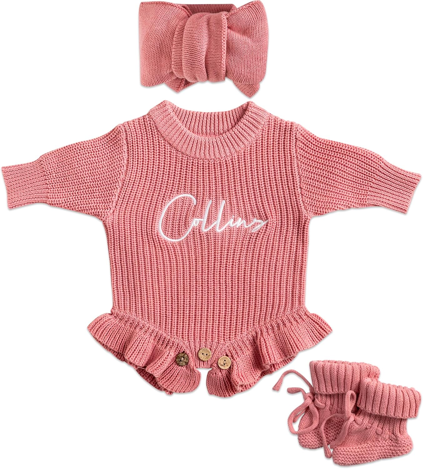 Custom Baby Onesie,Custom Baby Name Sweater，Personalized Chunky Knit Romper Sweater，Custom Onesies For Babies
