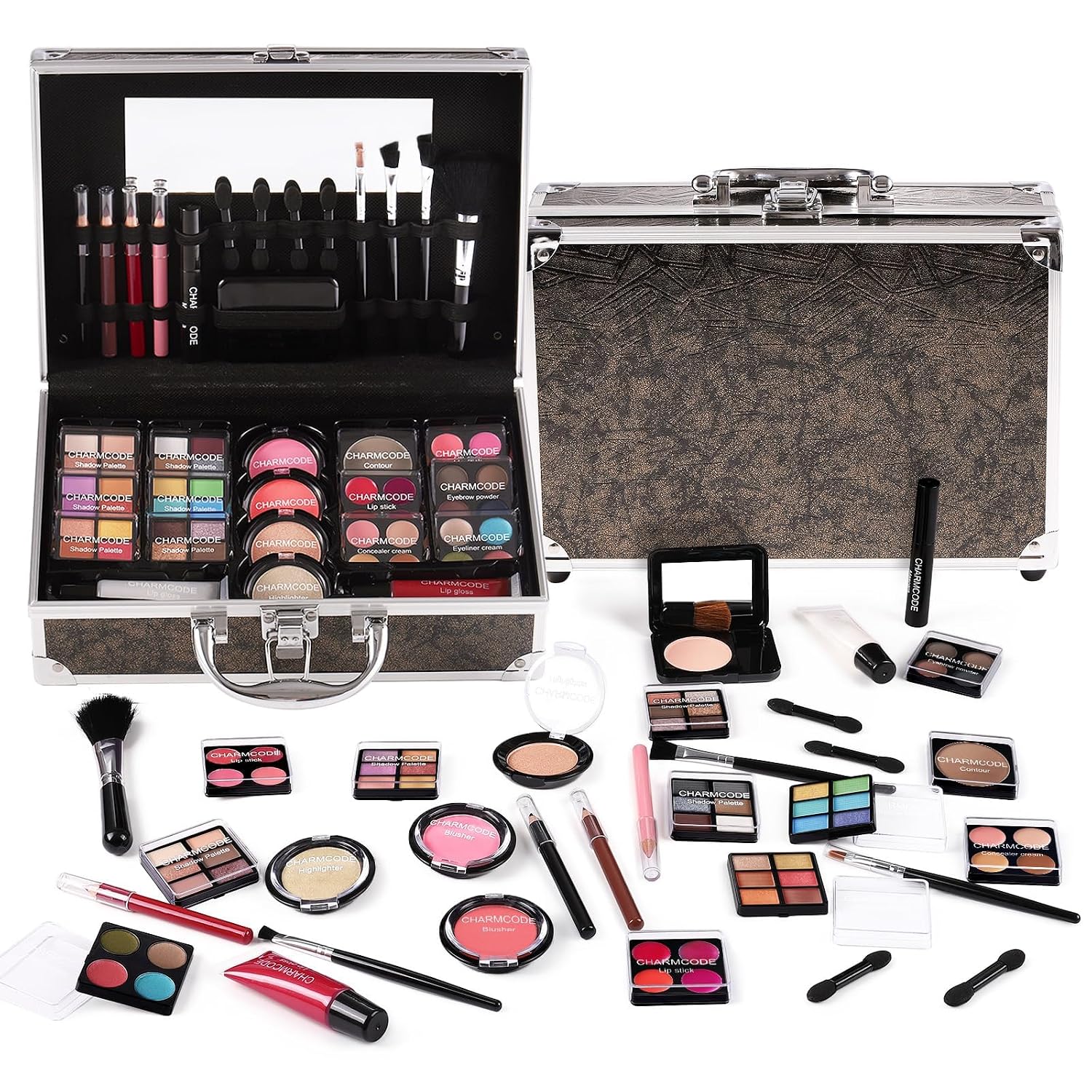 Makeup Kit for Teen Girls & Women Full Kit, Beauty Train Case with Starter Cosmetics Set, Make Up Valentine’s Gift Box with Eyeshadow,Lipgloss,Highlight,Blush,Lip&Eye Pen,Brush & More(GoldenBrown)