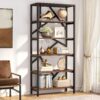Tribesigns 71 Inch Industrial Bookshelf, 6 Shelf Etagere Bookcase, Free Standing Open Book Shelves Storage Display Shelf, Wood Shelving Units Organizer Rack for Bedroom Home Office Living Room