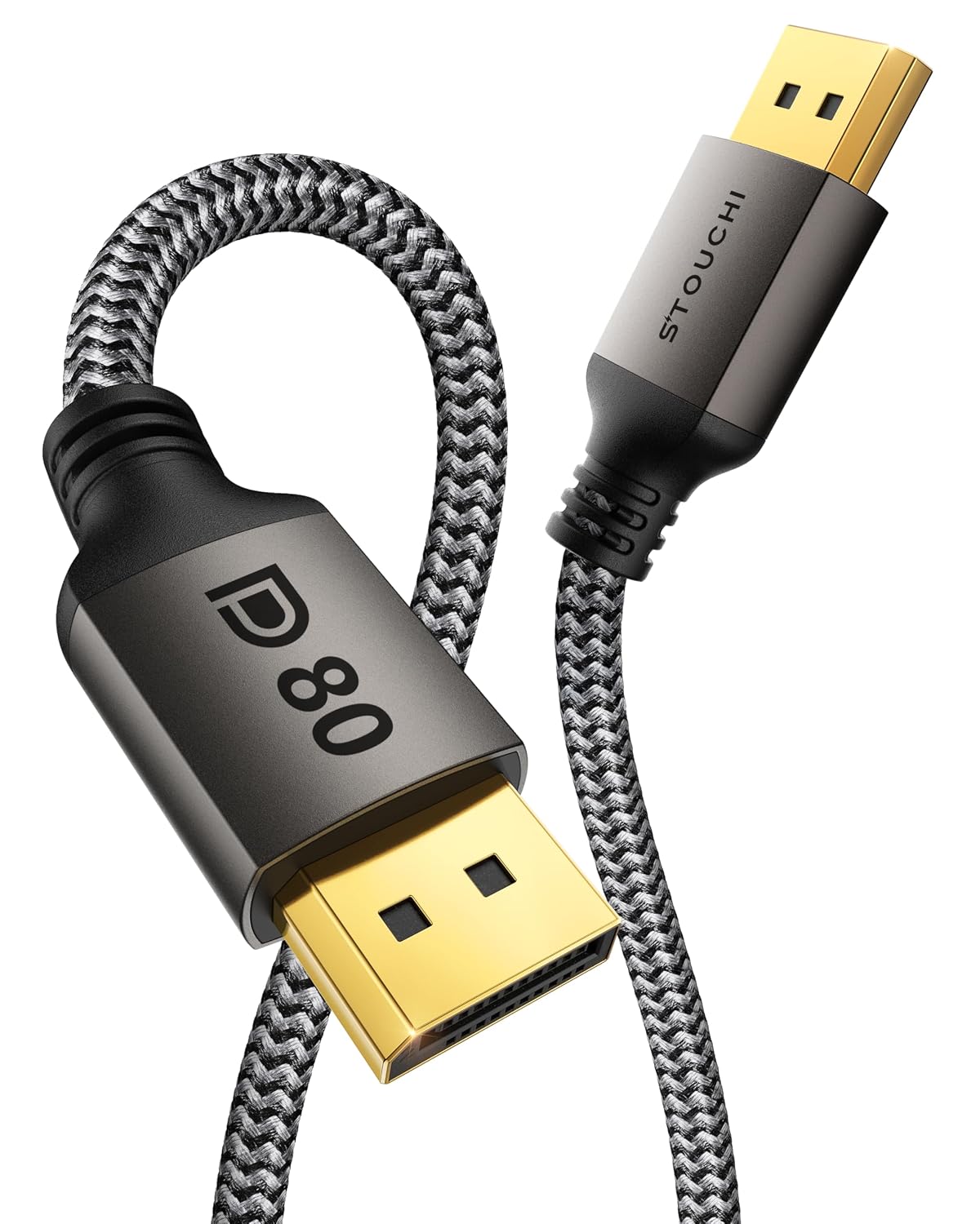 Stouchi 80Gbps DisplayPort 2.1 Cable [10FT/3M], UHBR20 [16K 8K 4K@540Hz] DP Cord, Support FreeSync G-Sync, DSC 1.2a, Snag-Free Connector for RTX 5090/4090,RX 9070,Gaming Monitor
