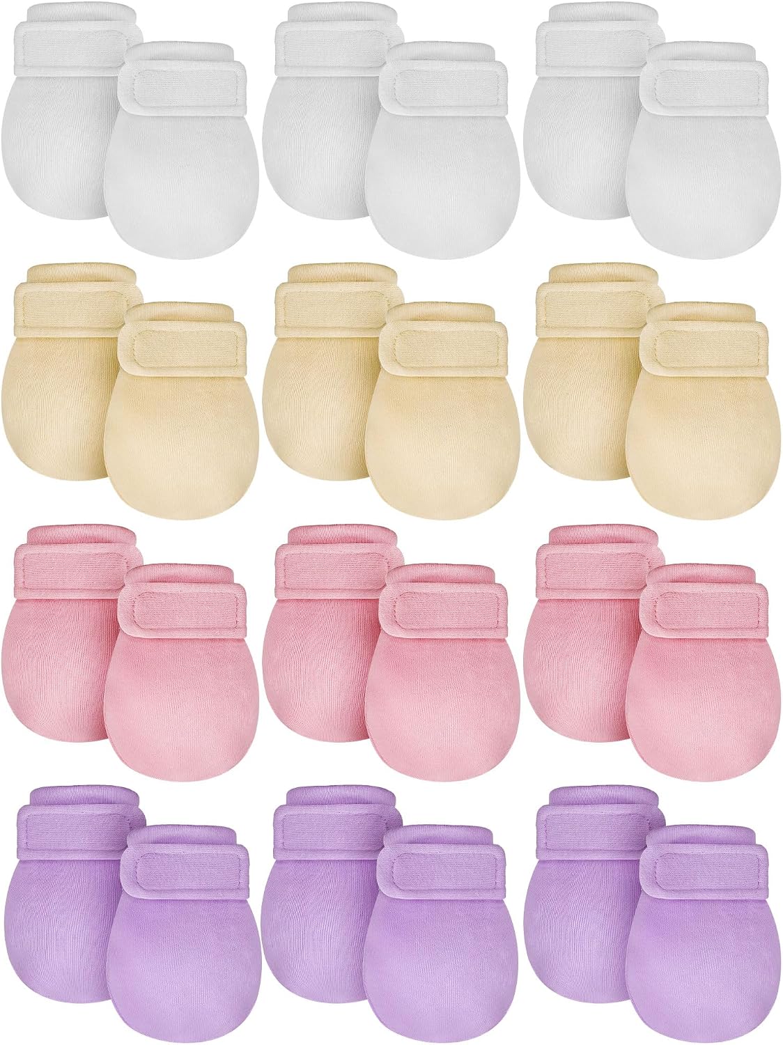 Newcotte 12 Pairs Adjustable Preemie Baby Mittens No Scratch Newborn Cotton Breathable Gloves Warm Mitts for Boys Kids
