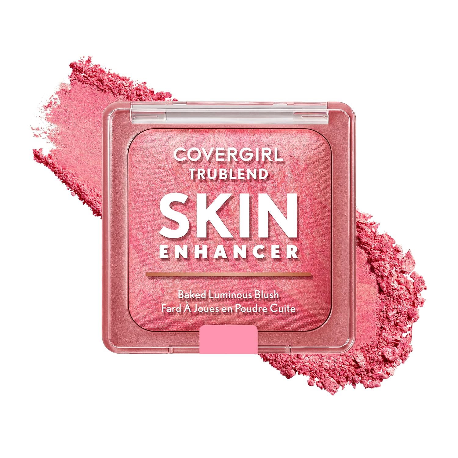 COVERGIRL TruBlend Skin Enhancer Baked Luminous Blush, with Hyaluronic Acid & White Rose Extract, Blends Seamlessly – Please Please Pink (Bright Pink with Light Swirls)