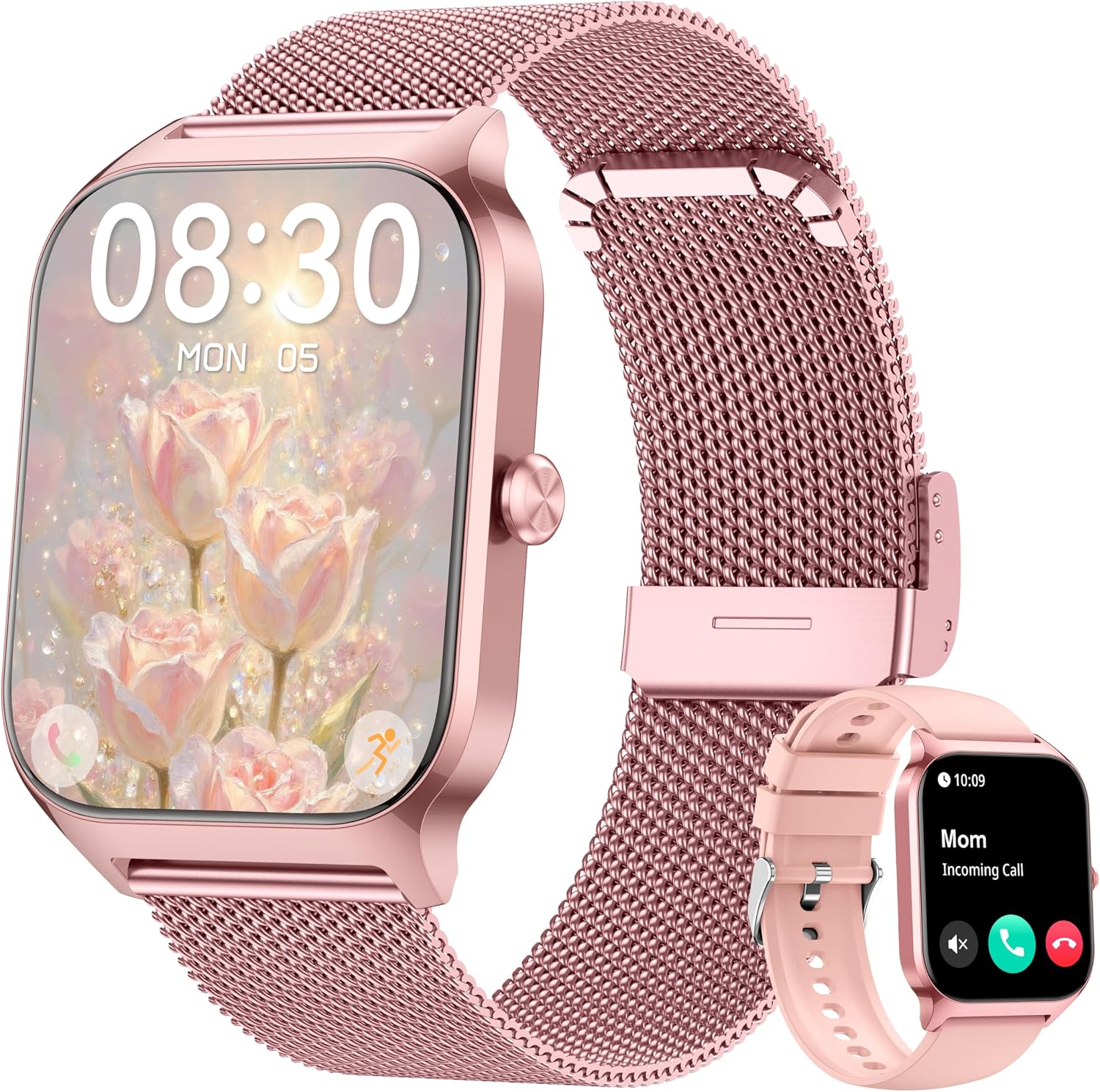 Smart Watch Women Men, 1.85″ Lightweight Fitness Tracker Make/Answer Call, HR/Blood Pressure/Sleep Monitor, 110+Sport Modes, Waterproof Reloj inteligente Compatible for Android & Samsung & iPhone
