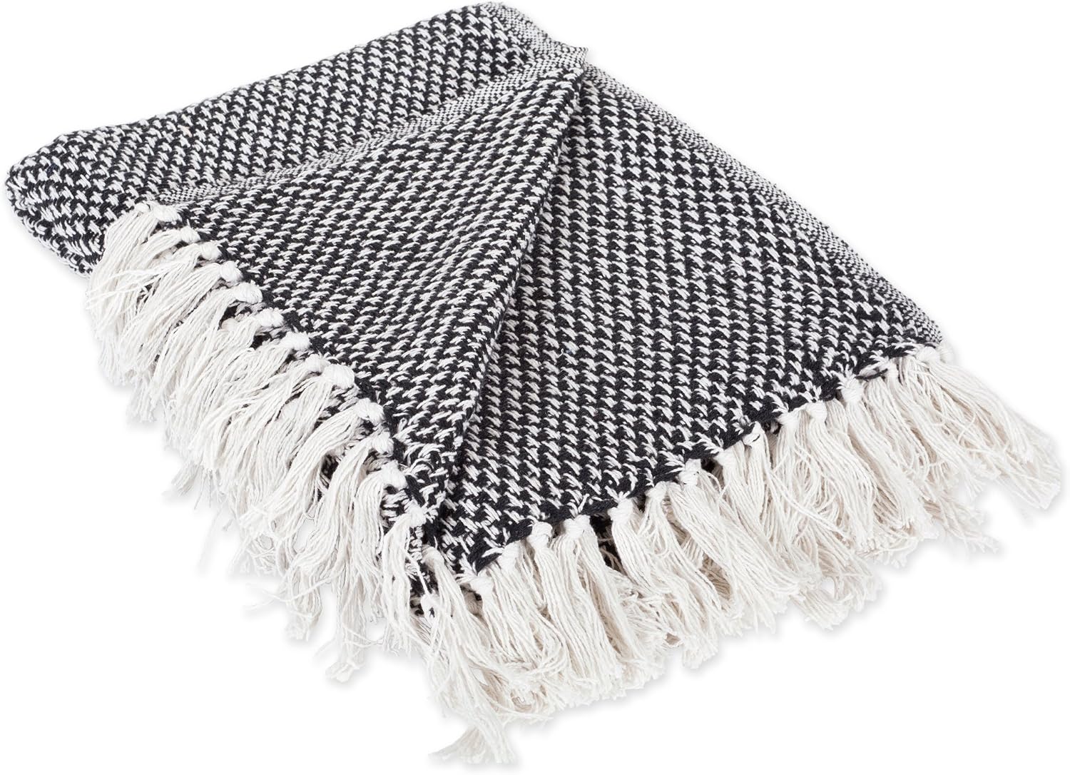 DII 100% Cotton Basket Weave Throw for Indoor/Outdoor Use Camping Bbq’s Beaches Everyday Blanket, 50 x 60, Black