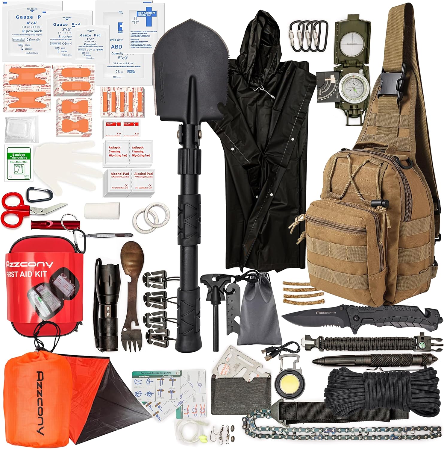 Emergency Survival Kit with First Aid Gears and Supplies – EDC Go Bugout Bag – Get Home Backpack for Camping Outdoor – Tactical Military Molle Pouch Grade – Gift for Man Woman
