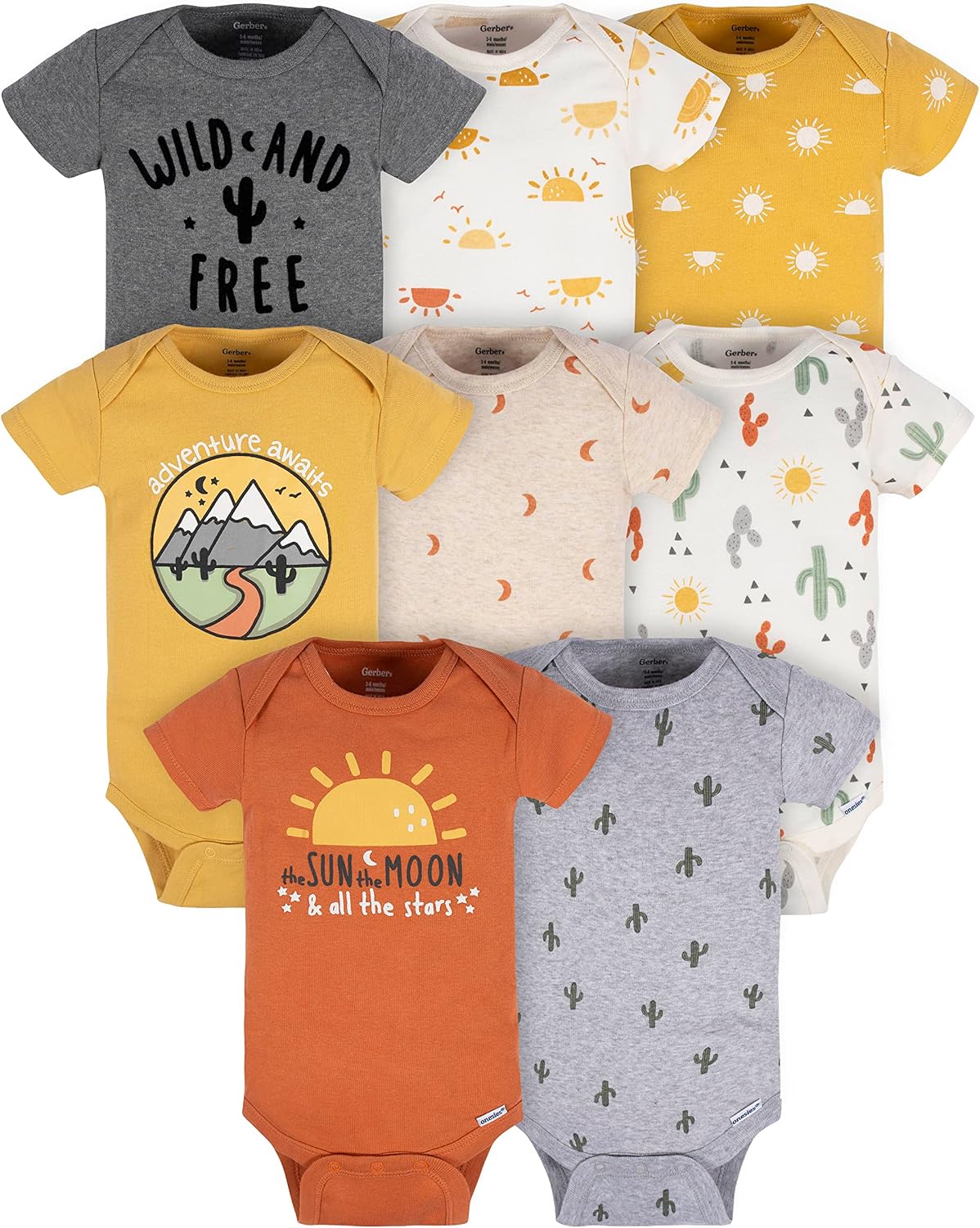 Gerber Baby Boys & Girls 8-Pack Short Sleeve Onesies Bodysuits