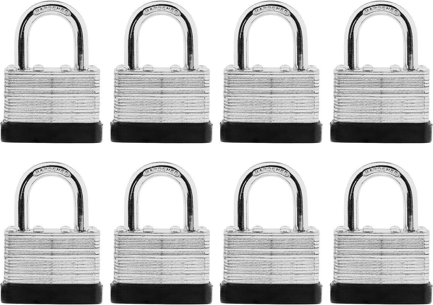 SafiSwords 8-Pack Keyed Alike Laminated Steel Padlocks Keys, 1-3/4″ Wide, Heavy Duty Pad Lock Set with Same Keys