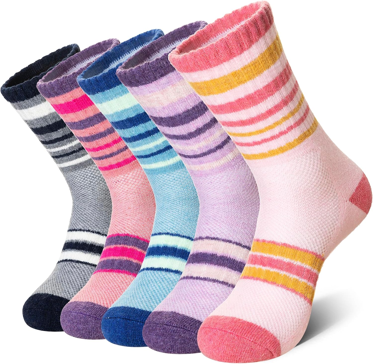 DoSmart Merino Wool Hiking Socks for Women Men Thermal Winter Warm Moisture Wicking Boot Work Cushion Gift Socks 5 Pairs