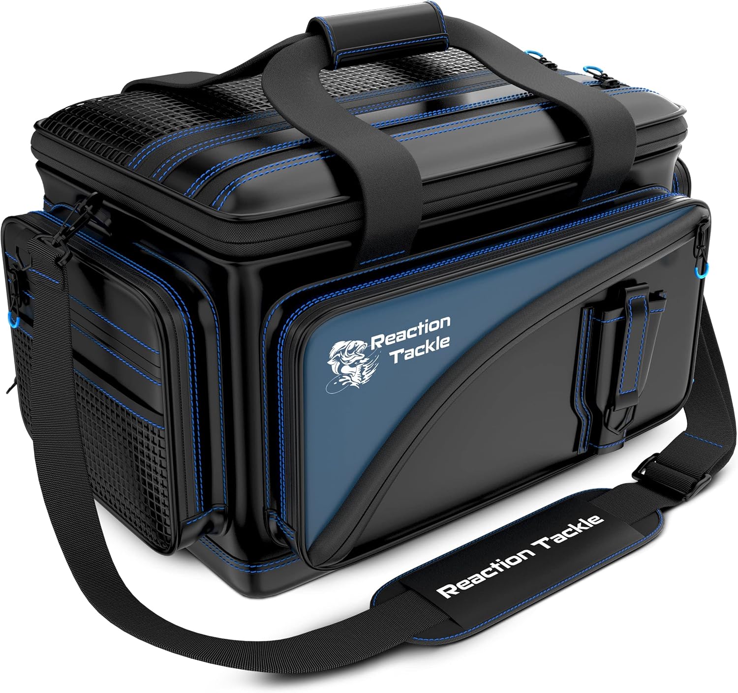 Reaction Tackle Saltwater Fishing Tackle Bags, Water Resistant 1000D PVC Tackle Box Bag with Removable Dividers, Fits 3600 and 3700 Trays, Small