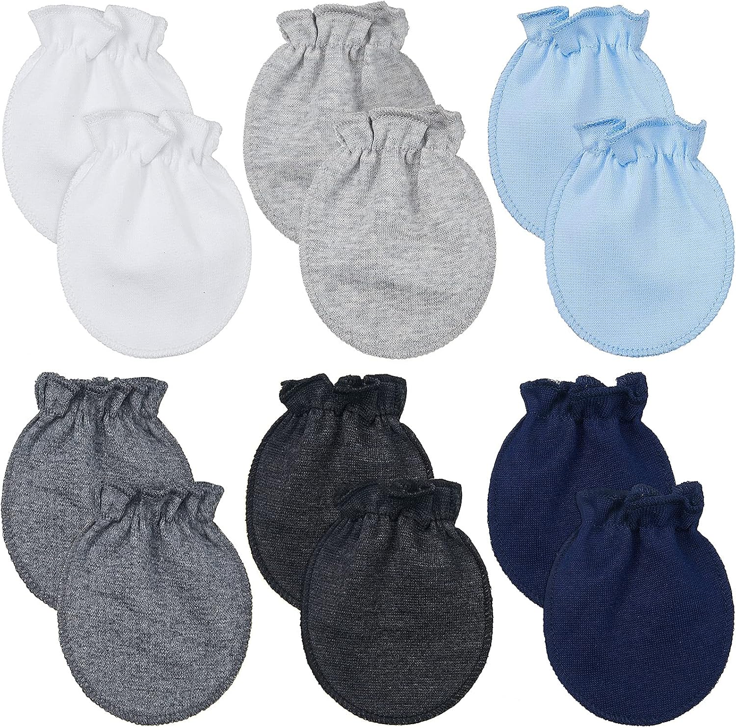 Syhood 6 Pairs Newborn Baby Mittens Cotton No Scratch Infant Gloves Elastic Soft Mitten for Baby 0-6 Months Boys Girls