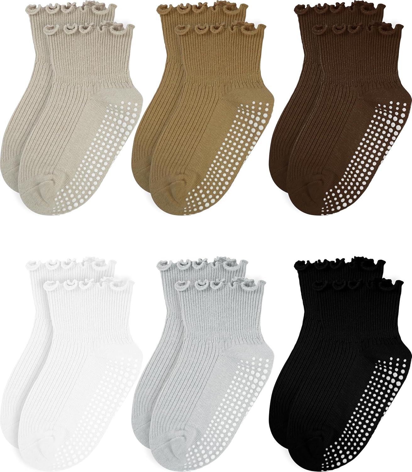 Baby Ruffle Socks – Toddler Girls Non-Slip Socks with Grips – Indoor Soft Cotton Frilly Ankle Sock