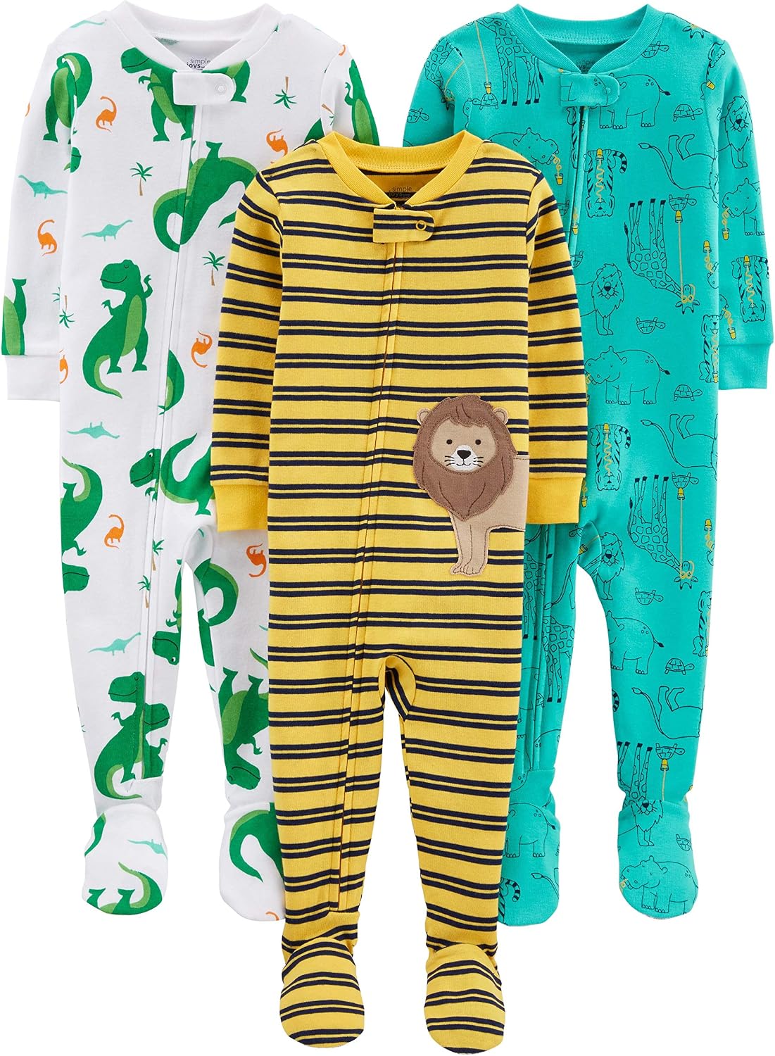 Simple Joys by Carter’s Baby Boys 3 pack Snug Fit Footed Cotton Pajamas