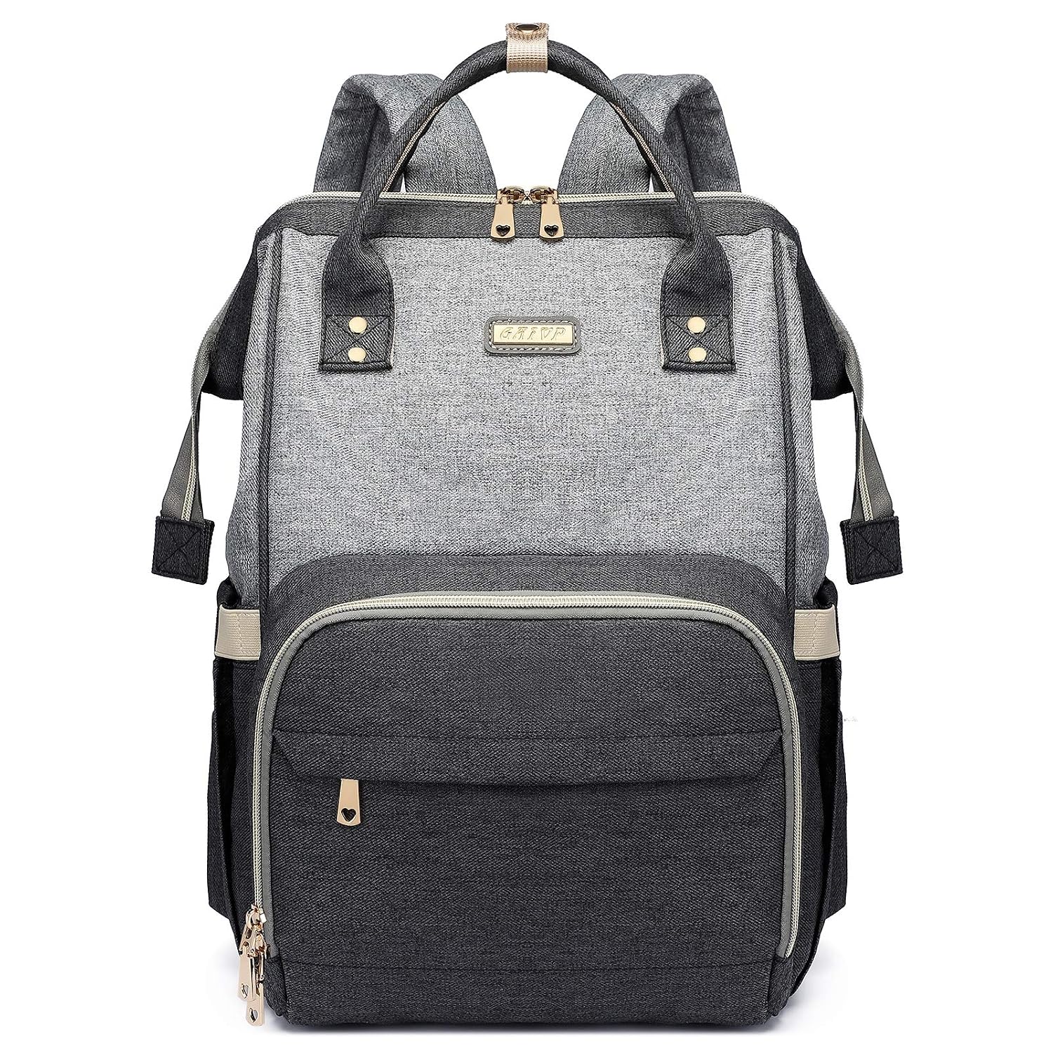 GAIVP Diaper Bag Backpack for Women, Baby Bags for Girls,Diaper Bag with Changing Pad, and Insulated Pockets (Dark Grey +Light Grey)