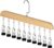 Hanging Closet Organizer with 10 Clips, Space Saving Closet Storage for Hats, Scarves, Socks, Jeans, Skirts & Pants, Multi-Purpose Clothes Hanger with Clips (2 PCS, Wood)