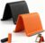 Portable Foldable Silicone Phone Holder, Bendable Adjustable Anti Slip Desktop Stand for Phone Tablet Laptop, Rollable Multi Angle Stand for Home Office Travel (Orange + Black)