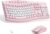 Wireless Keyboard and Mouse Combo,2.4G Full Size Ergonomic Curved Silent Keyboard with Fn Multimedia Keys for Office and Home, 3-DPI Quiet Mouse for Windows,Mac OS Desktop/Laptop/PC (Light Pink-B)