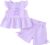 Jecson Toddler Baby Girl Summer Clothes Cotton Ruffled Sleeve Shirt Tops and Shorts Set Outfits 12Months-4T