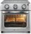 VAL CUCINA 6-in-1 Air Fryer Toaster Oven Combo, Compact 12.7 QT Small Countertop Convection Oven, Fits 9″ Pizza & 4 Toast, Hexagon Hybrid Heating, Enamel Baking Pan Included, Stainless Steel Finish