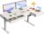 OffiGo L Shaped Electric Standing Desk with Wooden Drawers, 55 Inch Height Adjustable Corner Workstation with Power Outlets, Sit Stand Table for Home, Office, White