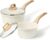 CAROTE 1.5Qt & 3.0Qt Sauce Pan Sets with Lid Cooking Pots Nonstick Saucepans Cookware Set with Pour Spout Small Kitchen Pot, Induction Comptable, Easy to Clean, PFOA FREE (White Granite)