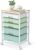 SYKIARIOL Utility Cart with 5 Drawers,Storage Cart with Wooden Tabletop and Lockable Wheels,Craft Storage Trolley Organizer,5-Tier Rolling Utility on Wheels,Light Green