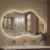 Irregular LED Mirror with Lights 40×24 Inch Backlit Asymmetrical Bathroom Mirrors for Wall Cloud Lighted Vanity Mirrors Shatterproof, Anti-Fog, Dimmable, 3 Colors (Horizontal/Vertical)