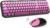MOFII Wireless Keyboard and Mouse Combo, Compact Small Keyboard with Large Print, 2.4GHz Retro Typewriter Keyboard, Quiet Click Mouse for PC, Laptop, Desktop, Windows (Black Pink Gradient)