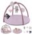 Blissful Diary Baby Play Gym Mat, Tummy Time Activity Mat with 6 Detachable Toys for Stage-Based Sensory & Motor Skill Development, Easy to Install & Clean, Baby Essentials Gift, Lavender Pink