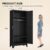 winiowa Metal Armoire Wardrobe Closet with 2 Mirror Doors, 71″ Wardrobe Cabinet with Adjustable Shelves and Hanging Rod, Clothing Storage Cabinet Closet with Mirror for Bedroom-Black