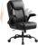 GTPLAYER Leather Office Chair, Home Desk Chair with Flip-up Arms and Ergonomic Back – Comfy Heavy Duty Executive Chair for Home Office Gaming, Black