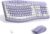 Wireless Keyboard and Mouse Combo,2.4G Full Size Ergonomic Curved Silent Keyboard with Fn Multimedia Keys for Office and Home, 3-DPI Quiet Mouse for Windows,Mac OS Desktop/Laptop/PC (Purple-A)