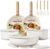 CAROTE 19pcs Pots and Pans Set Non Stick, Cookware Set Detachable Handle | Induction Compatible, Dishwasher & Oven Safe, Space Saving, Camping Cooking Set, Kitchen Set, White
