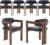 chairus Modern Dining Chairs Set of 6, Faux Leather Upholstered Barrel Dining Room Chairs with Curved Back, Farmhouse Walnut Solid Wood Side Chairs for Kitchen Living Room Restaurant, Black PU