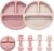 Eascrozn Silicone Feeding Set, 2 Pack Divided Toddler Plates with Suction, 2 Pack Utensils – Spoons & Forks, BPA Free, Baby Led Weaning Supplies