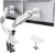 HUANUO Dual Monitor Stand – Full Adjustable Monitor Desk Mount Swivel Vesa Bracket with C Clamp, Grommet Mounting Base for 13 to 32 Inch Computer Screens – Each Arm Holds 4.4 to 19.8lbs – White