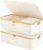 StorageWorks Underbed Storage Containers with Lids, 2-Pack 7″ Low Profile Under Bed Storage Box with Bamboo Frame for Clothes, Bedding, Blankets and Shoes, 42L Sturdy Fabric Organizer, Beige