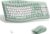 Wireless Keyboard and Mouse Combo,2.4G Full Size Ergonomic Curved Silent Keyboard with Fn Multimedia Keys for Office and Home, 3-DPI Quiet Mouse for Windows,Mac OS Desktop/Laptop/PC (Avocado Green-B)