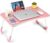 FISYOD Foldable Laptop Table, Portable Lap Desk Bed Table Tray, Laptop Stand with Cup Holder & Tablet Slot & Lifting Handle for Working Writing Drawing & Eating (Pink)