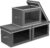 Homsorout Storage Bins with Lids – Fabric Storage Boxe with Window, Collapsible Closet Organizers with Handles, 3 Pack Decorative Bin, Home Cubes Baskets for Clothes, Hat, Books, Dark Grey