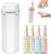 4 in 1 Travel Dispenser Bottle,Leak Proof Refillable Bottles Store Shampoo, Lotion and More,Transparent with Scale, Easy Squeeze Use, Lightweight & Portable Perfect for Travel,Gym,Camping (White)