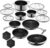 HexClad Hybrid Nonstick 15-Piece Cookware Set, 12″ Wok, 8″, 10″, and 12″ Pans with Lids, 2, 3, and 8Qt Pots with Lids, and 2 Silicone Trivets, Stay-Cool Handles, Dishwasher and Oven-Safe