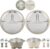 PandaEar 8PCS Baby Feeding Set | Stainless Steel Suction Plates and Bowls with Silicone Fork and Spoon Utensils | Baby Led Weaning Tableware for Toddlers & Kids (Tan & Walnut)