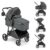 Gromast 3-in-1 Baby Stroller, Convertible Stroller for Newborn Infant Toddler with Reversible Seat, UPF 50+ Canopy & Cup Holder – Gray