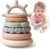 Moonkie Stacks of Circles Soft Teething Toy | Educational Learning Baby Toy | Stacking Ring Toys for Babies Boy and Girl | 7 Piece Teethers Set