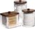 Tbestmax 3 Pack Qtips Holder Bathroom Container, 10 oz Cotton Ball/Swabs Dispenser, Apothecary Jar Organizer for Storage Brown Wood Lids