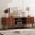 LCRBOL TV Stand with Fluted Doors for TVs up to 65″, Mid-Century, Walnut | 54.3″W x 15.3″D x 19.6″H, 150 lbs capacity, 2 fluted door cabinets & 2 adjustable shelves, cable holes, 5 tapered legs