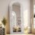 ZHUNFA Arched Full Length Mirror with Solid Wood Frame | 65×22 Farmhouse Wall Mirror Full Length with Stand, Vertical Hanging, Leaning Standing for Bedroom,Living Room, Rustic White