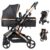2 in 1 Baby Stroller Newborn Foldable Pushchair Folding High Landscape Infant Carriage,Toddler Pushchair Black Baby Stroller